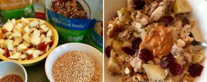 Slow Cooker Apple Oatmeal - before and after
